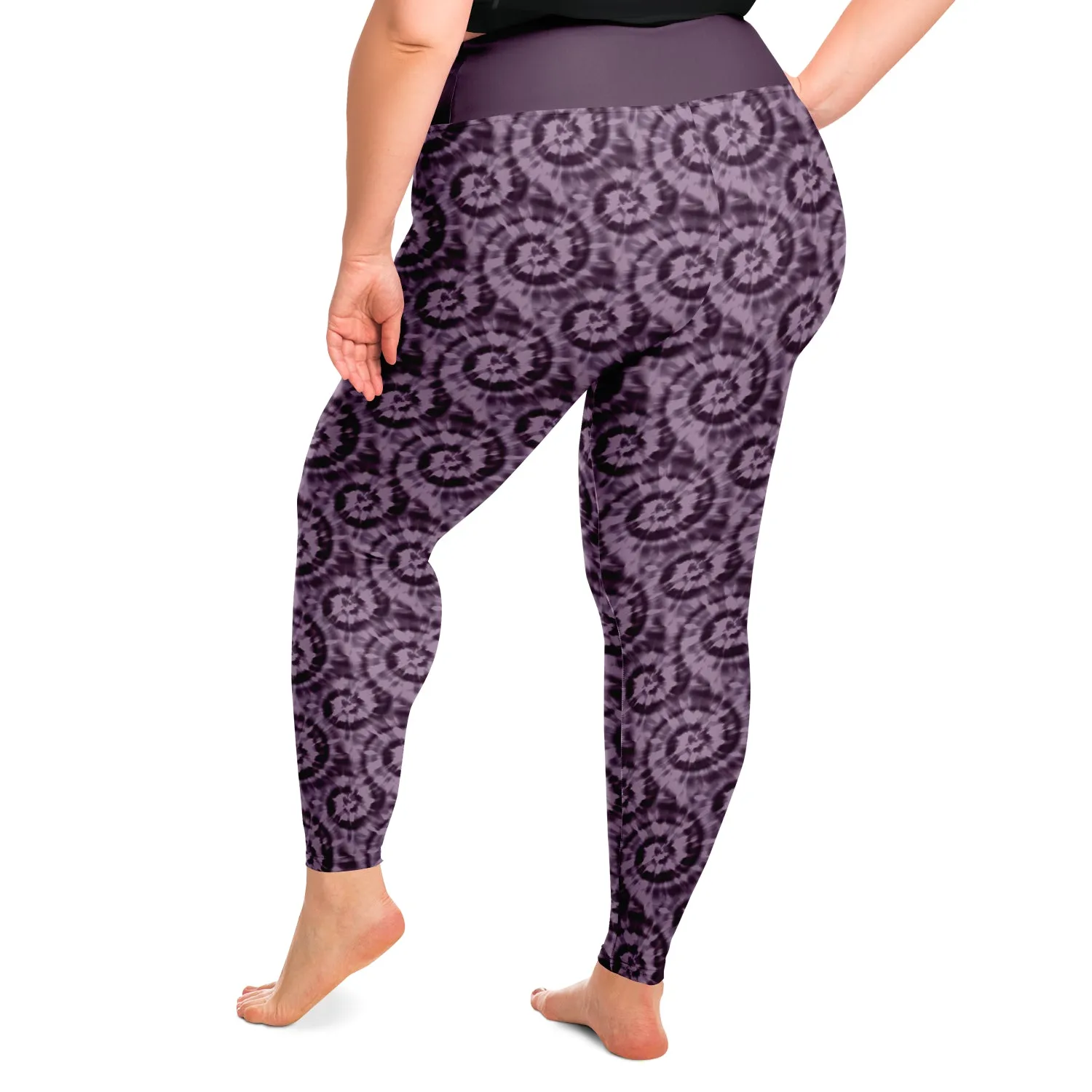 Purple Tie Dye Pattern Plus Size Leggings 2X-6X Squat Proof
