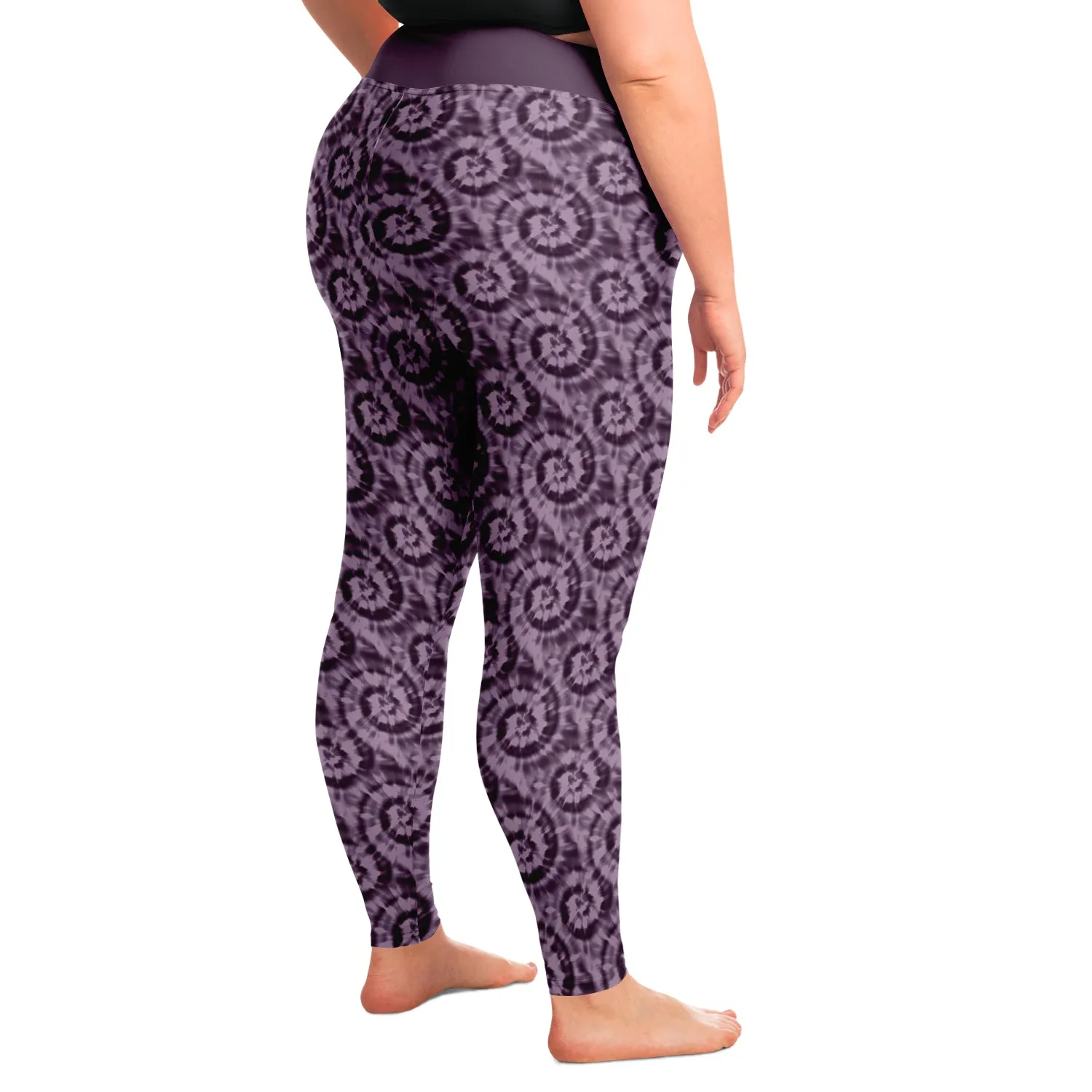 Purple Tie Dye Pattern Plus Size Leggings 2X-6X Squat Proof