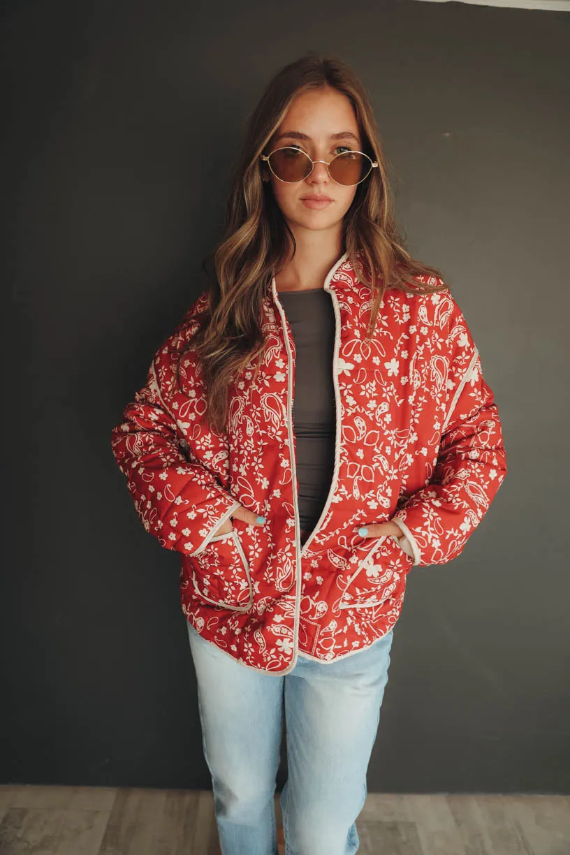 RAE: Penelope Quilted Jacket in Bandana Print