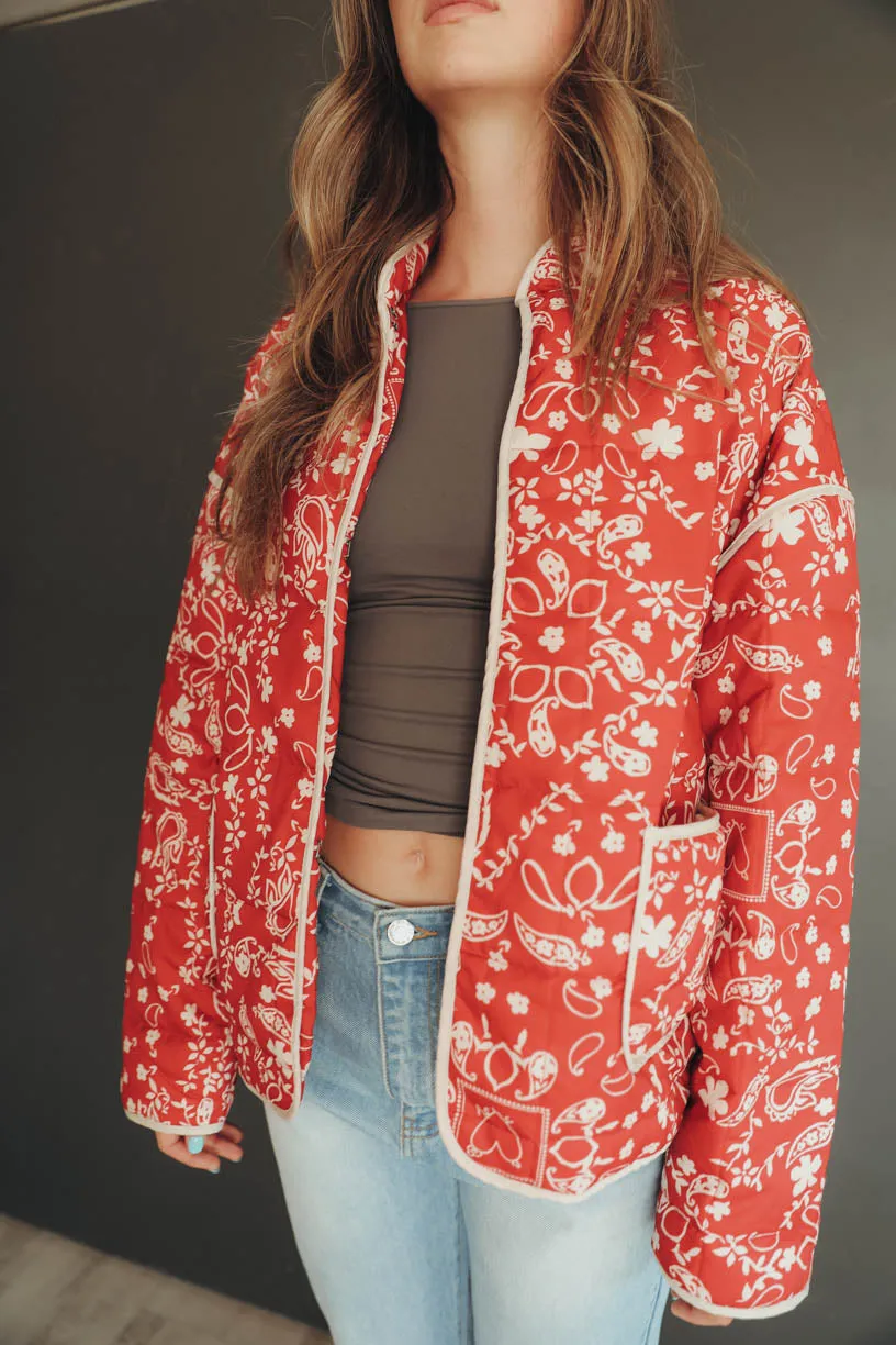 RAE: Penelope Quilted Jacket in Bandana Print