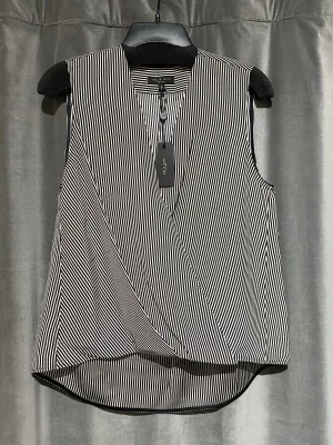 Rag & Bone Black and White Striped Sleeves Wrap Front Tank