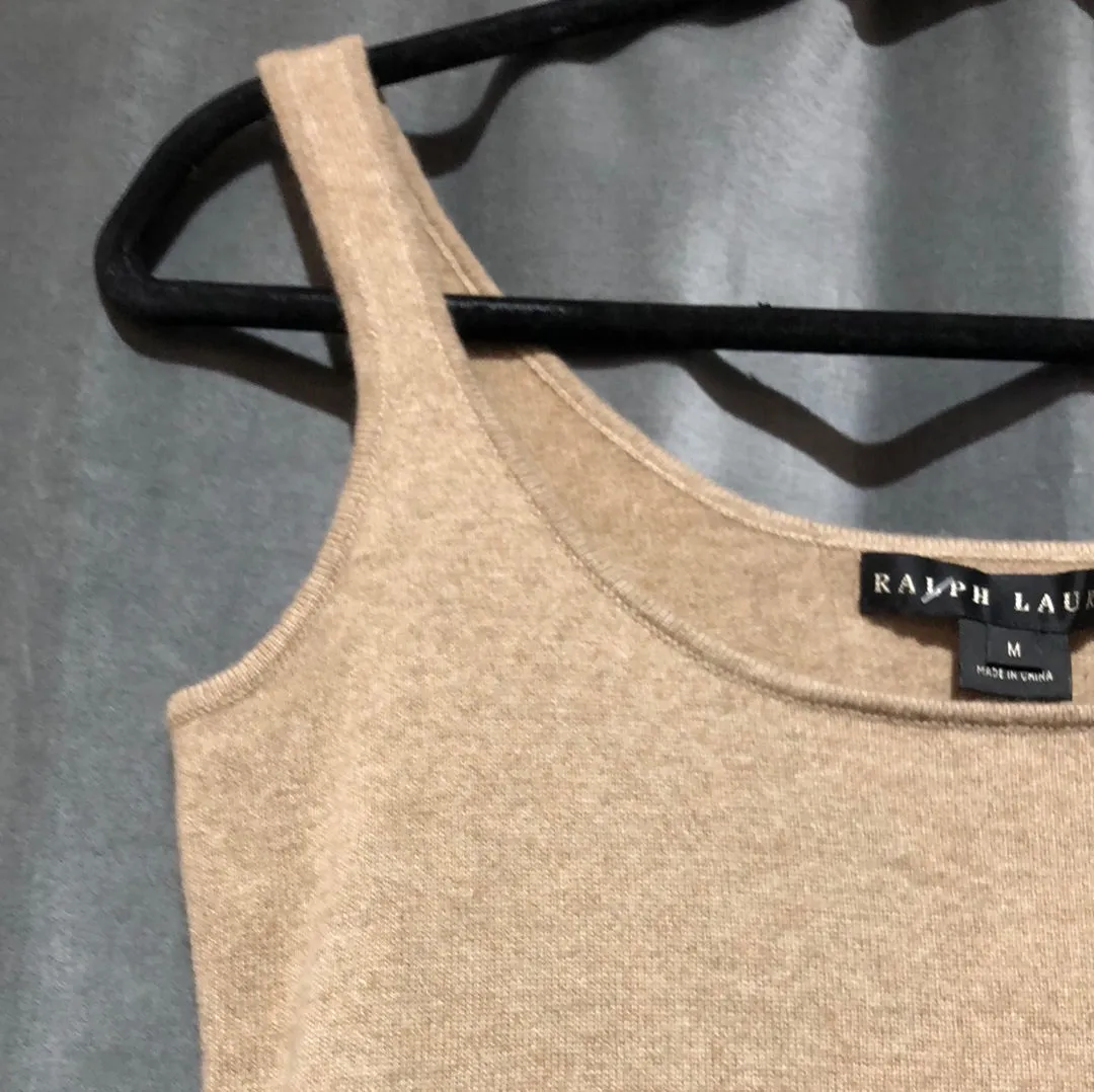 Ralph Lauren Tan 100% Cashmere Tank Top