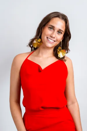 Red Cowl Neck Colina Top