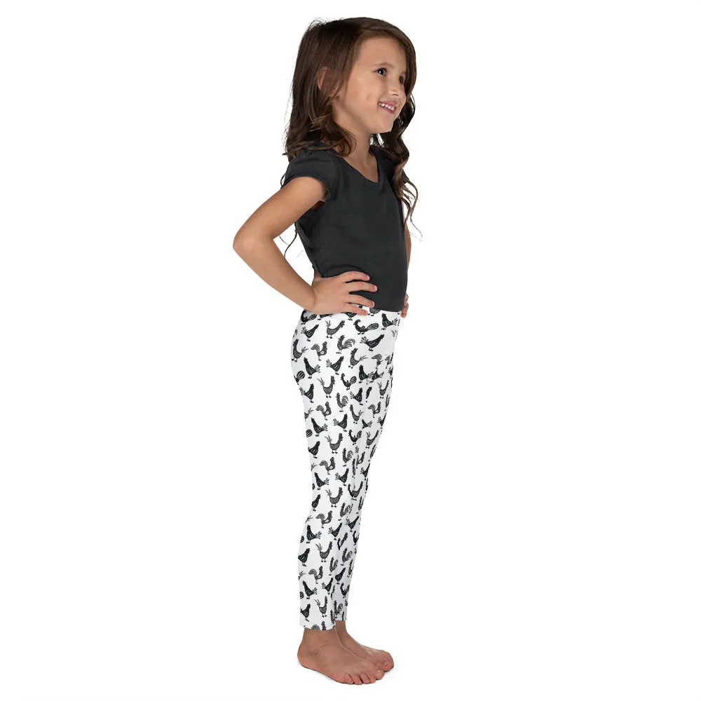 Repeating Roosters Kid's Leggings, size 2T - 7