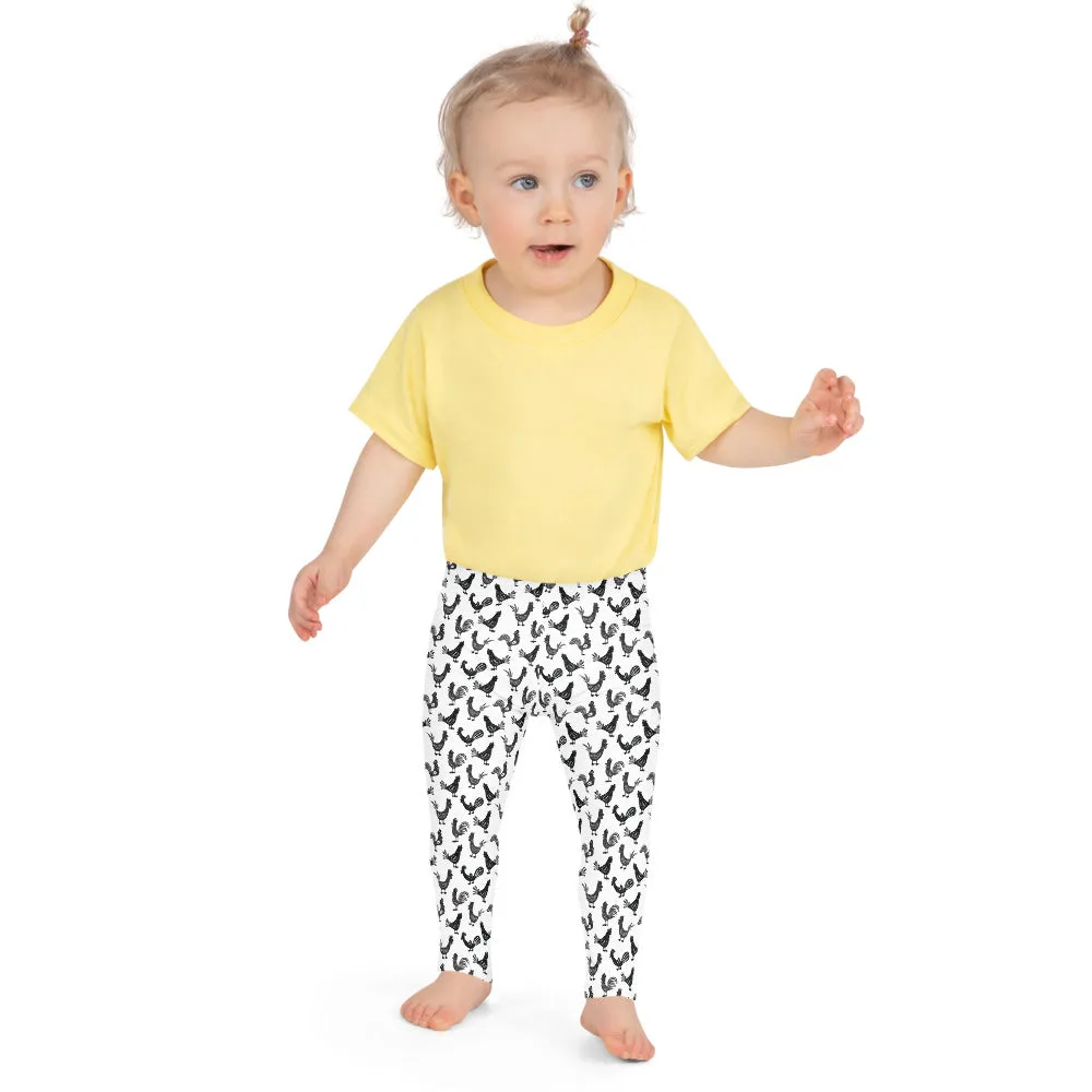 Repeating Roosters Kid's Leggings, size 2T - 7