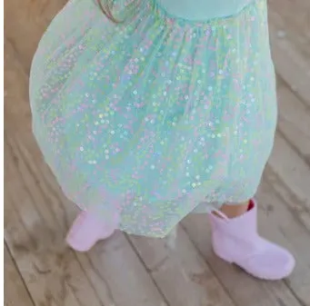 Robin's Egg Confetti Flower Tank Tutu Dress | Sweet Wink