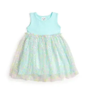 Robin's Egg Confetti Flower Tank Tutu Dress | Sweet Wink