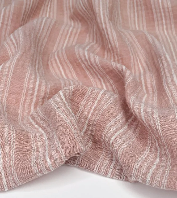 Rose/White - Yarn-Dyed Double Gauze - 1/2 metre