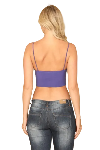 Royal Spaghetti Strap Twist Front Velvet Bralette Top - Pack of 5