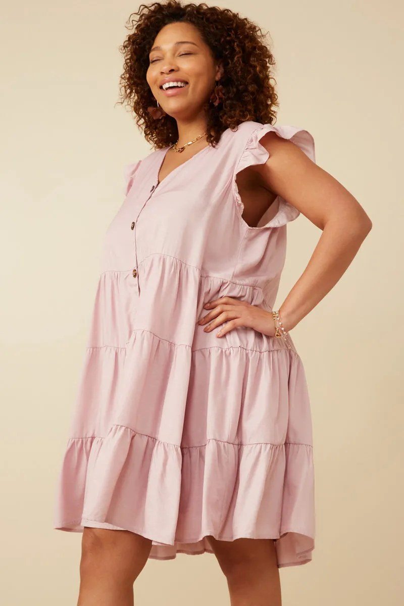 Ruffled Button Down Tiered Tank Dress