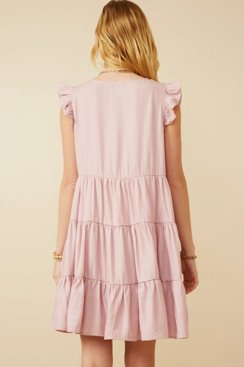 Ruffled Button Down Tiered Tank Dress