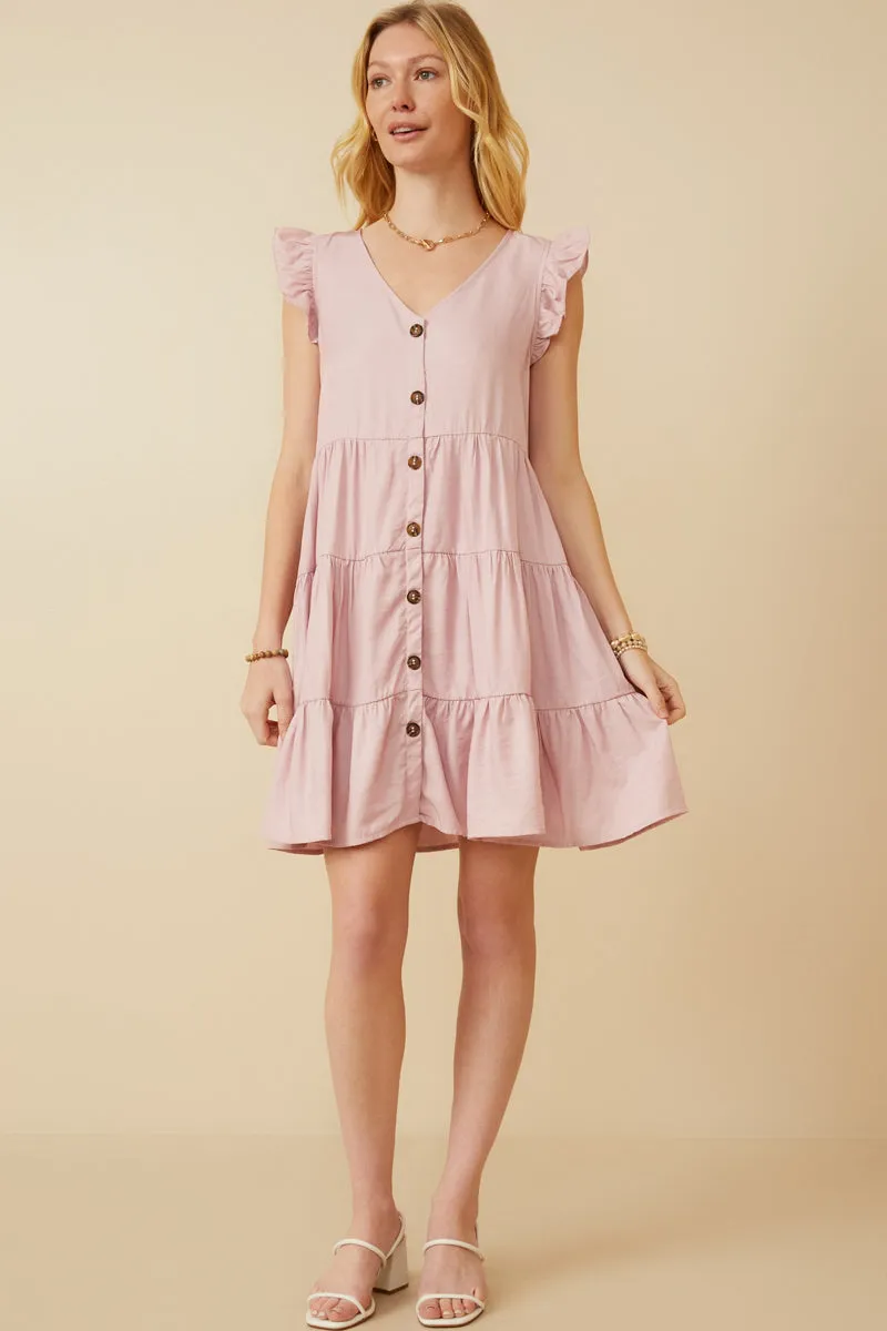 Ruffled Button Down Tiered Tank Dress