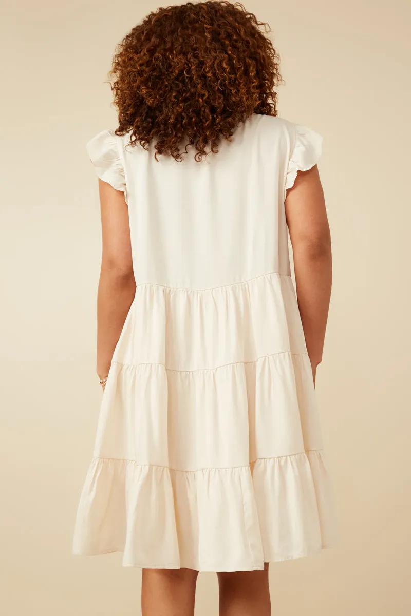 Ruffled Button Down Tiered Tank Dress