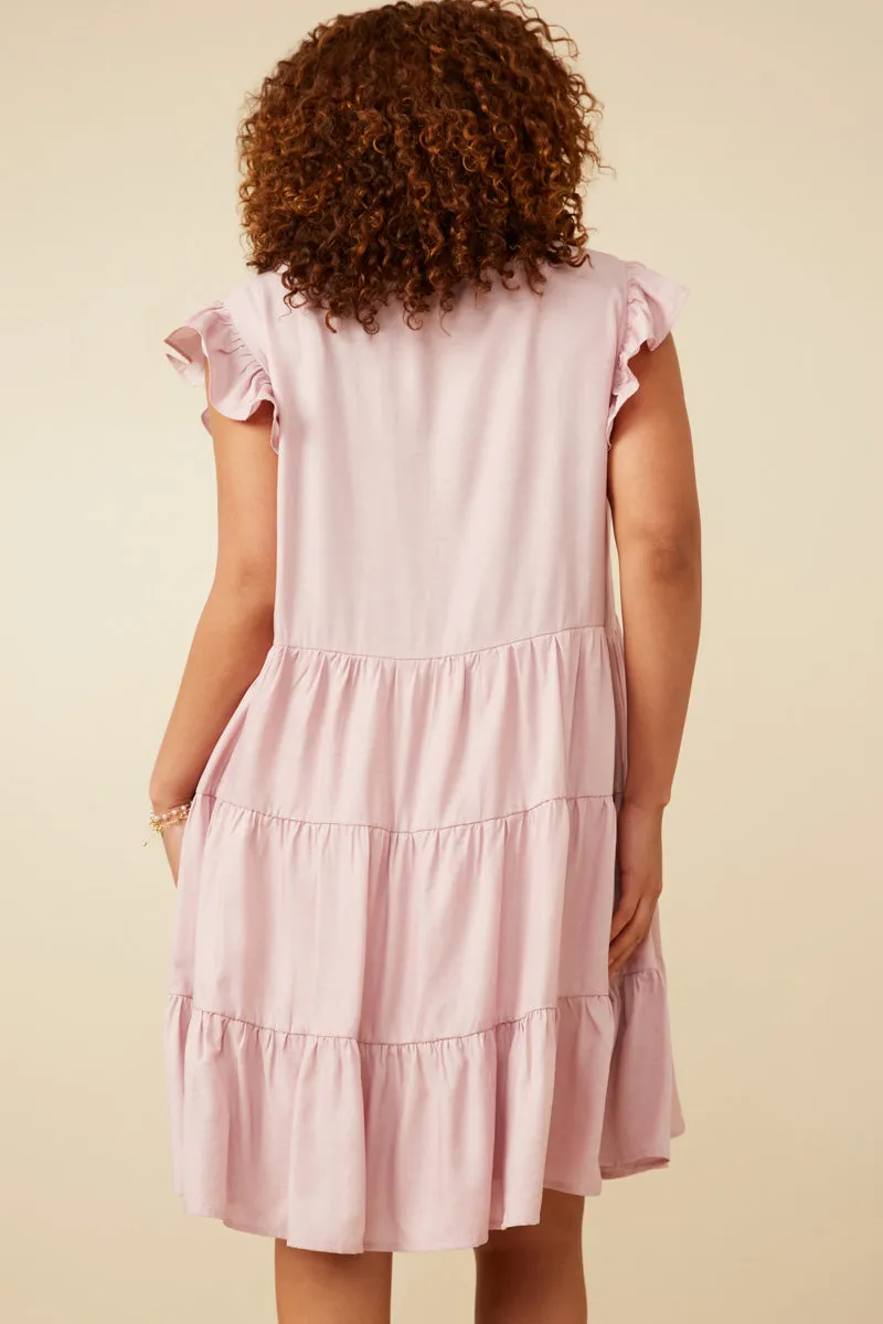 Ruffled Button Down Tiered Tank Dress