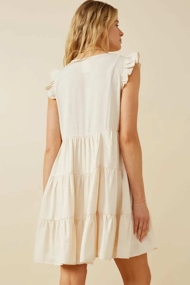 Ruffled Button Down Tiered Tank Dress