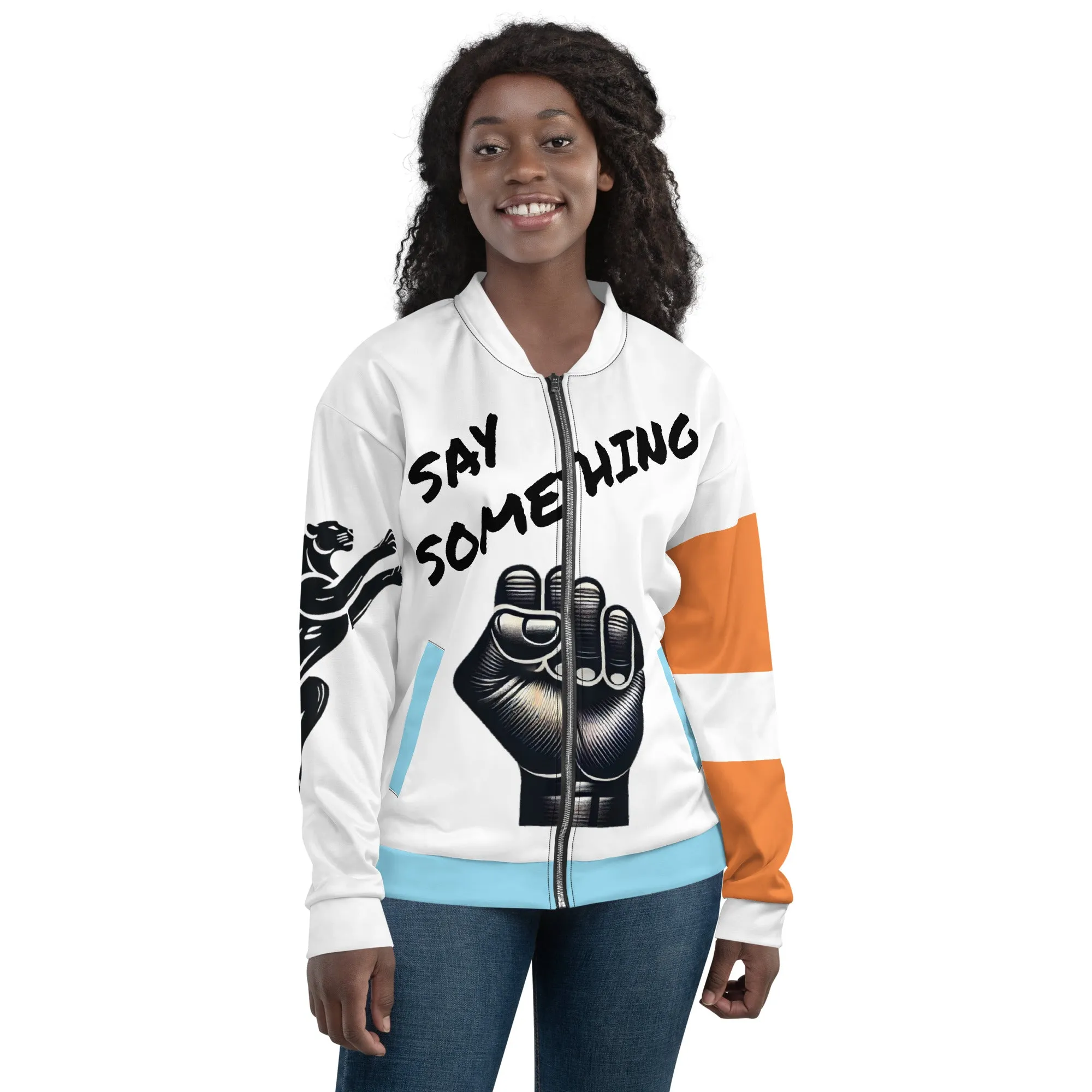 Say Something Unisex Bomber Jacket - Female