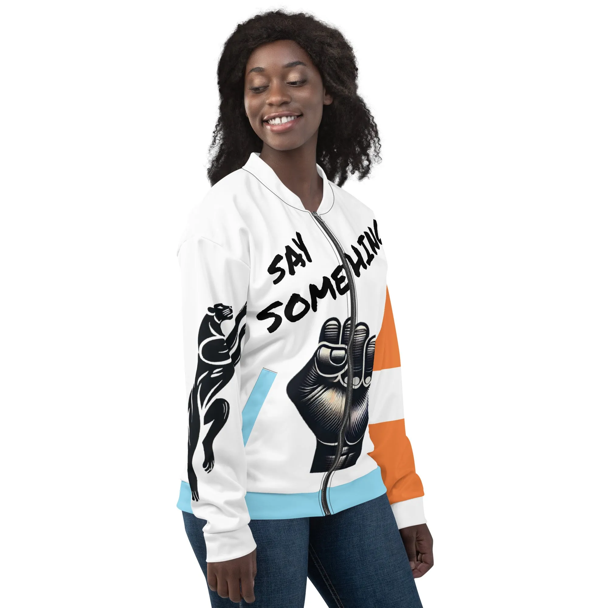 Say Something Unisex Bomber Jacket - Female