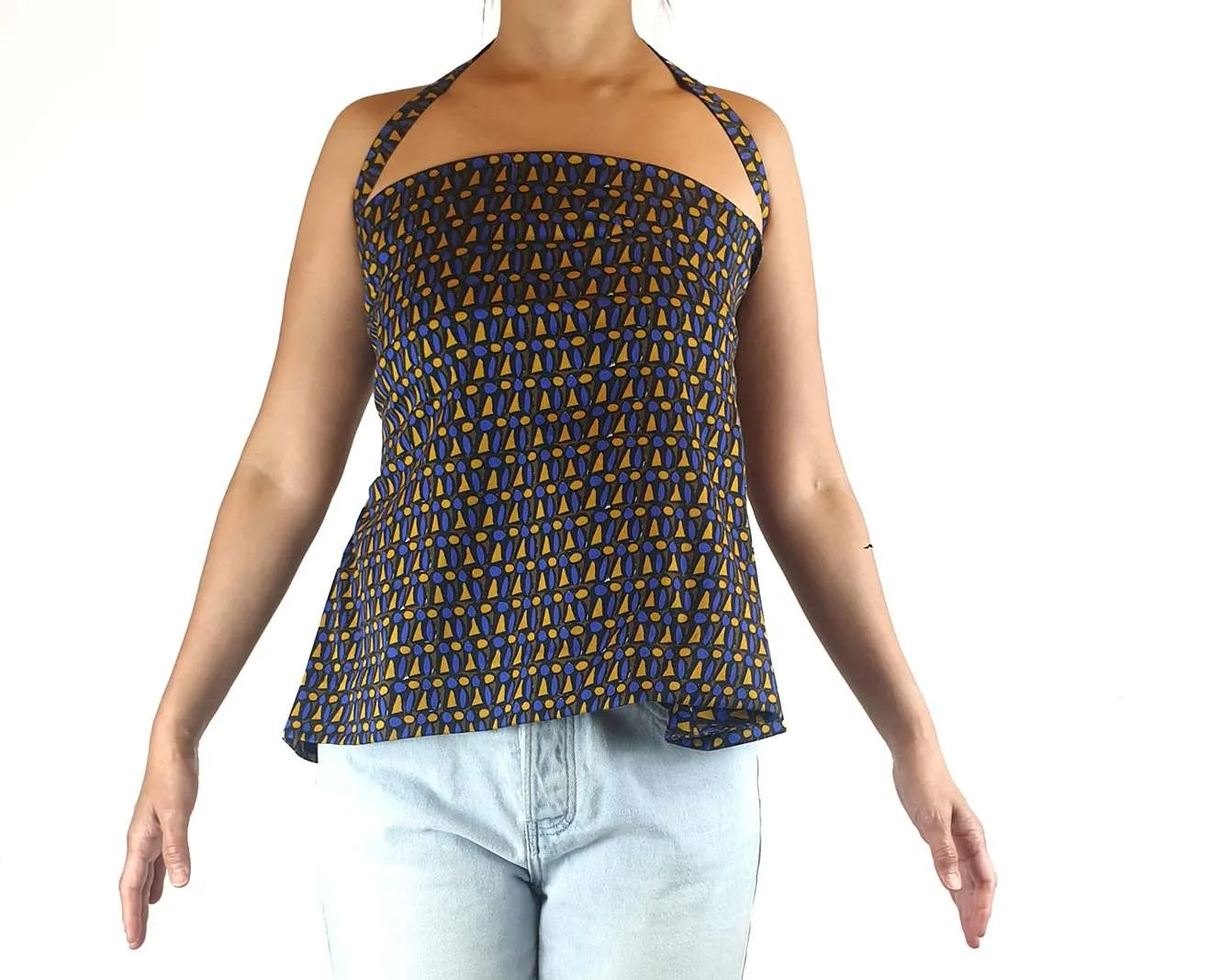 Scanlan Theodore pretty purple and yellow print top with a removeable strap size 10