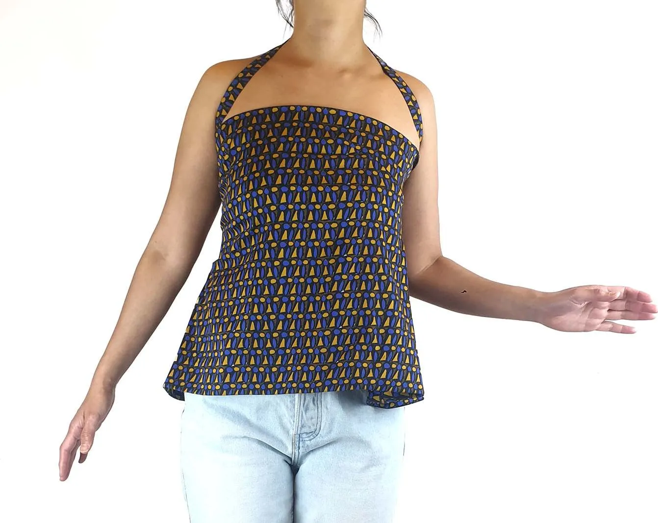 Scanlan Theodore pretty purple and yellow print top with a removeable strap size 10