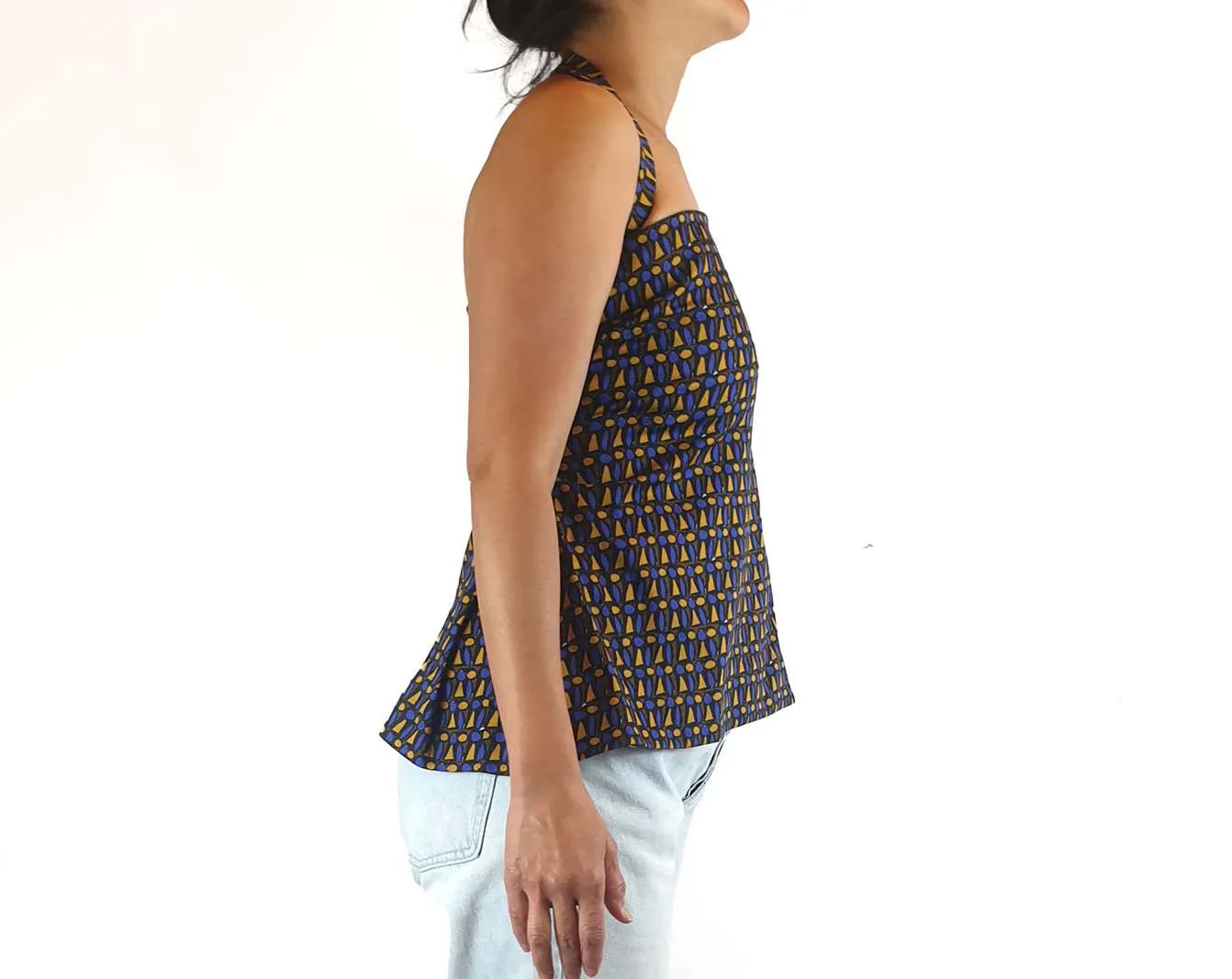 Scanlan Theodore pretty purple and yellow print top with a removeable strap size 10