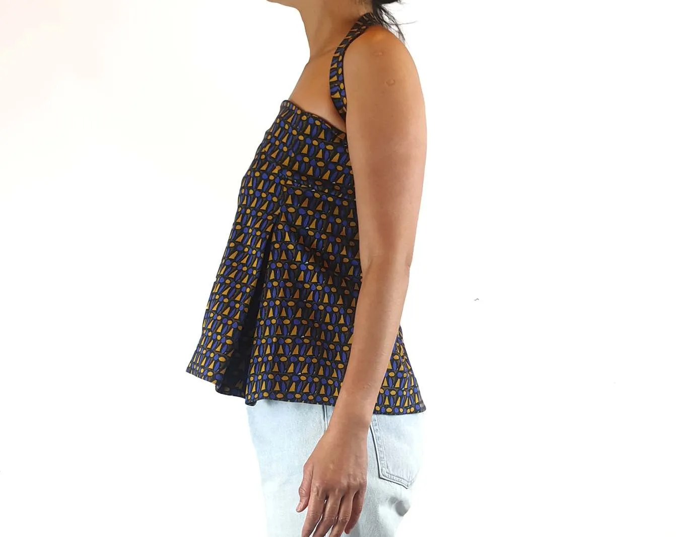 Scanlan Theodore pretty purple and yellow print top with a removeable strap size 10