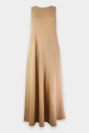 Shirred Tank Dress in Pale Walnut