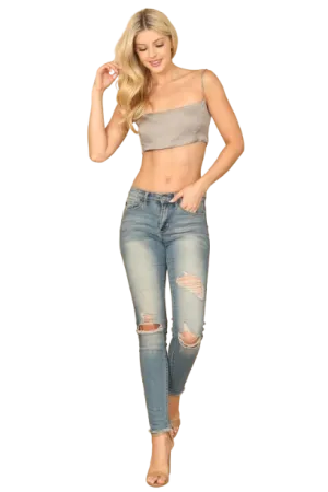 Silver Spaghetti Strap Satiny Crop Top - Pack of 5