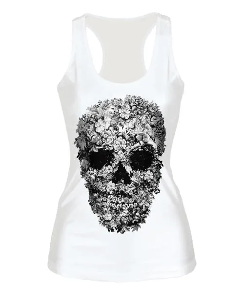 Skull Head Design 3D Print White Tank Top