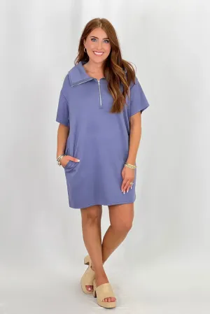 Slate Scuba Half Zip Dress