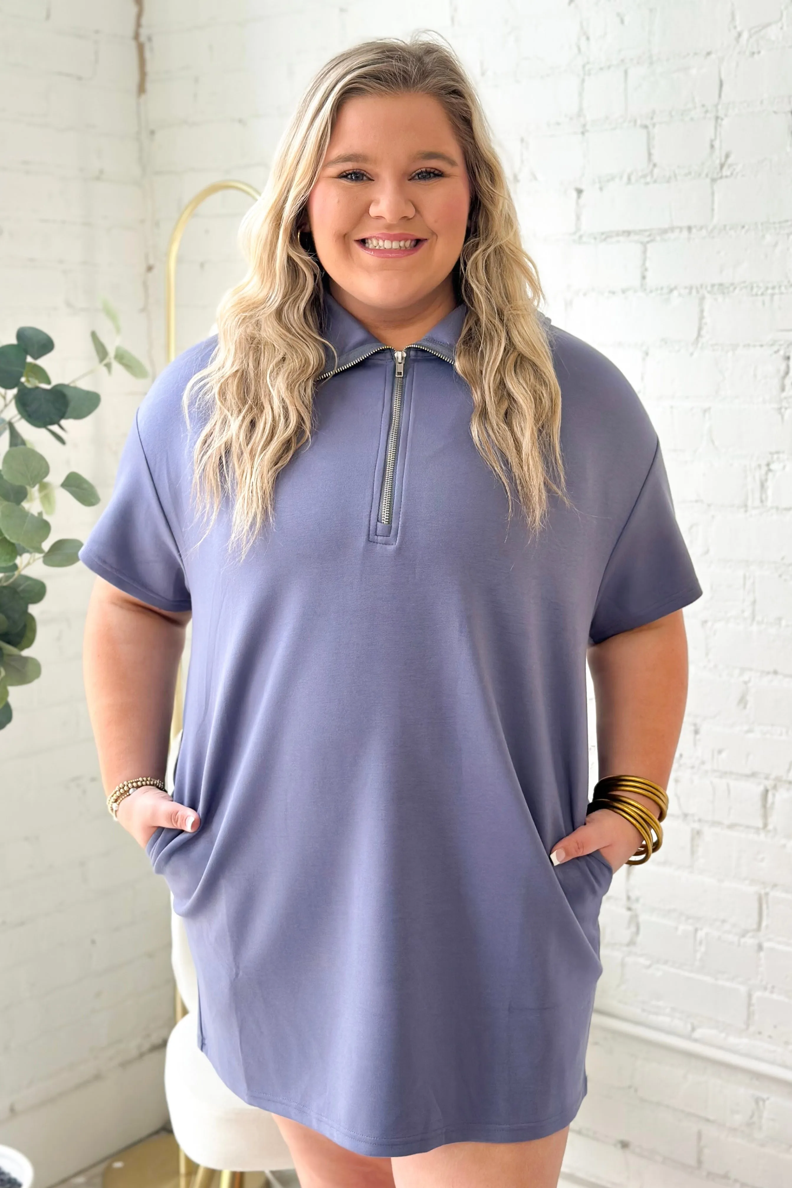 Slate Scuba Half Zip Dress
