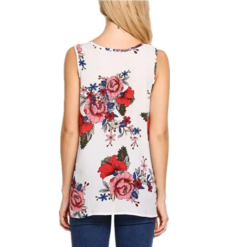 Sleeveless Round Neck Print Pullover Loose T-shirt