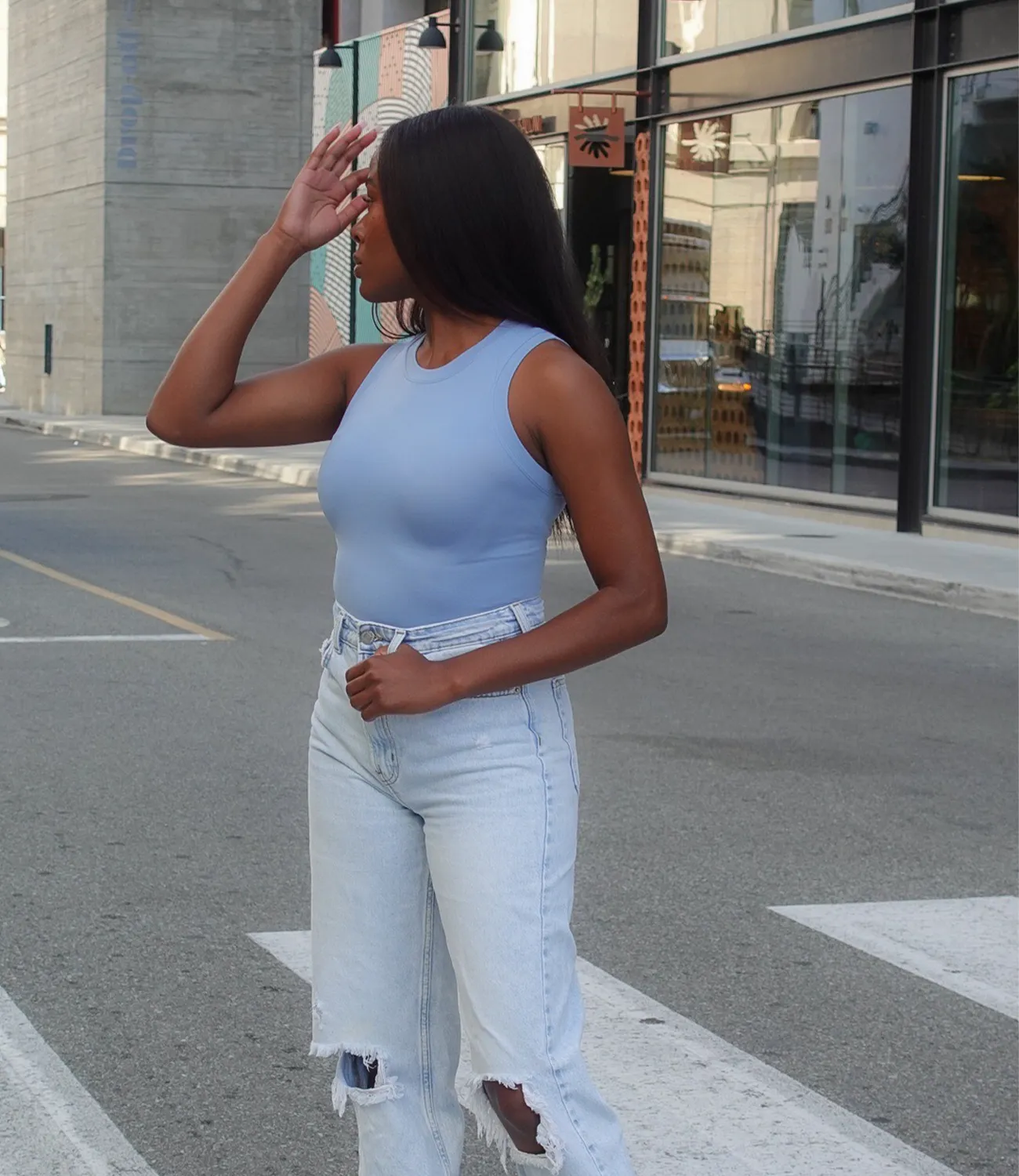 Smooth Like Butta Tank Top(Denim Blue)