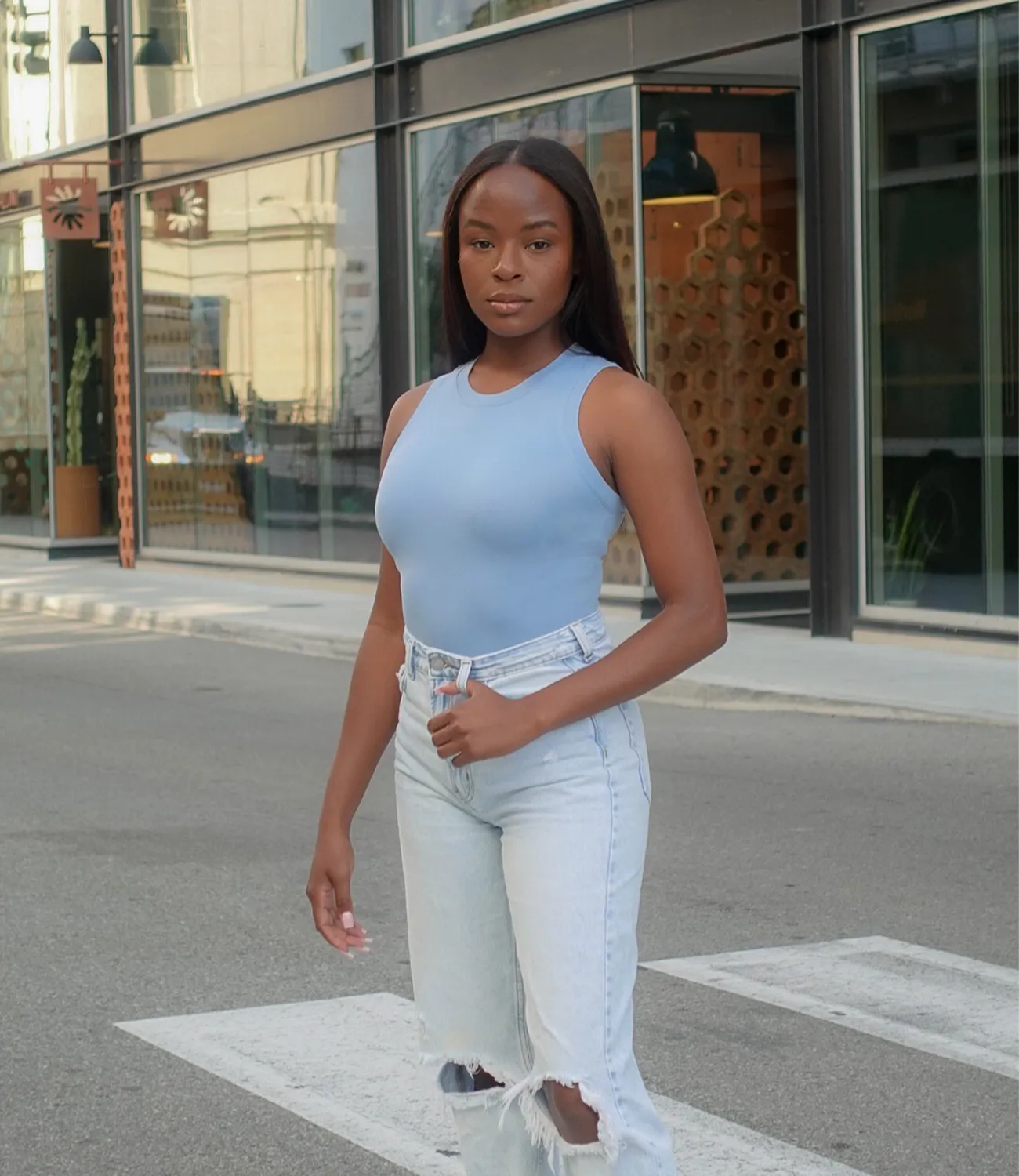 Smooth Like Butta Tank Top(Denim Blue)