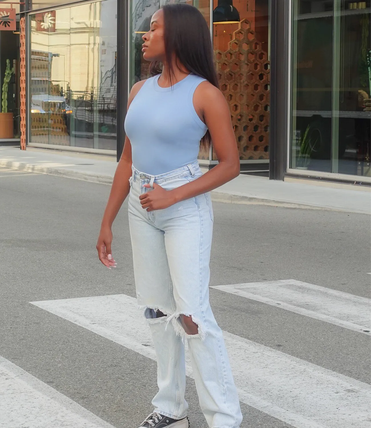 Smooth Like Butta Tank Top(Denim Blue)