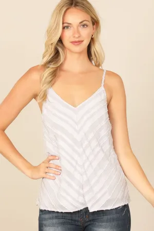 SPAGHETTI STRAP V-NECK CHEVRON DETAIL TOP