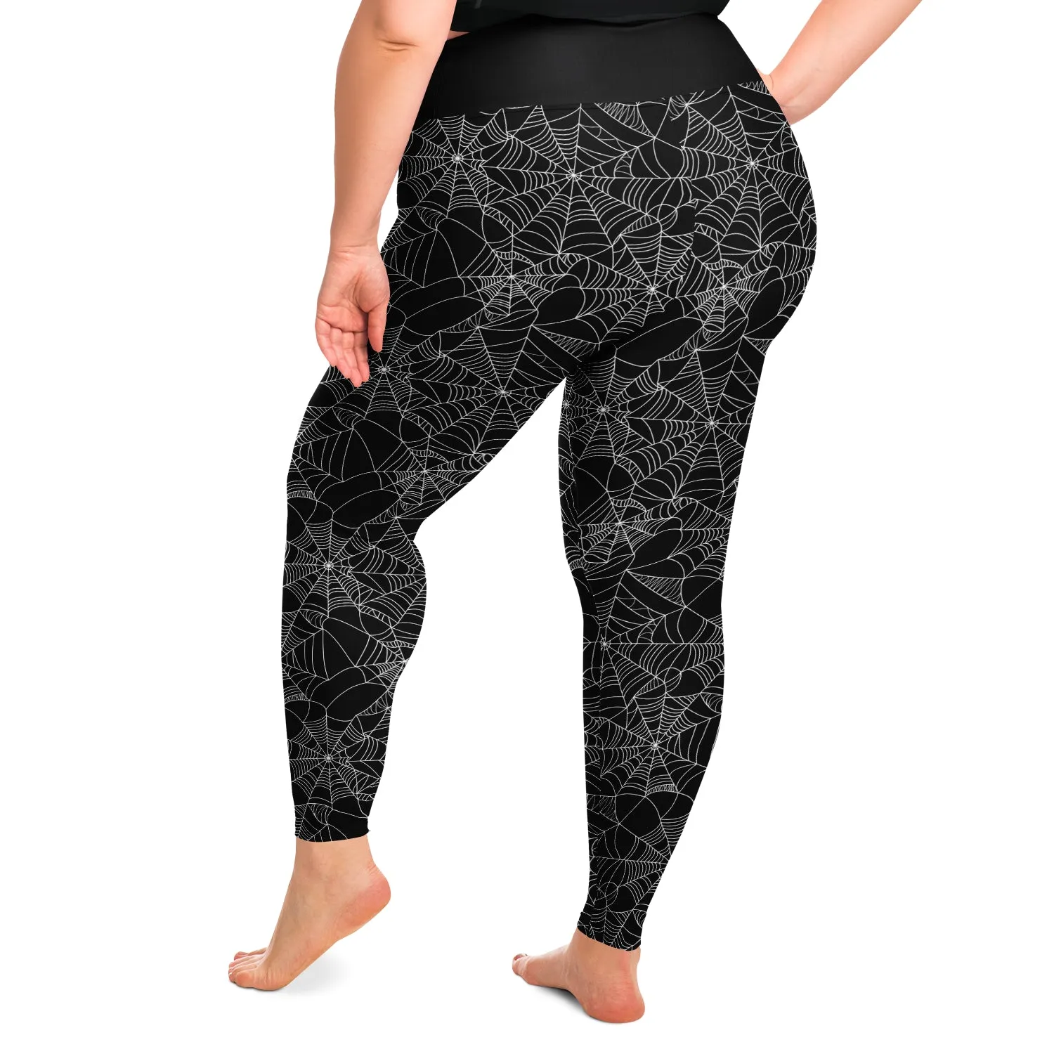 Spiderweb Leggings Black and White Plus Size 2X - 6X Squat Proof
