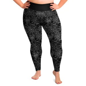 Spiderweb Leggings Black and White Plus Size 2X - 6X Squat Proof