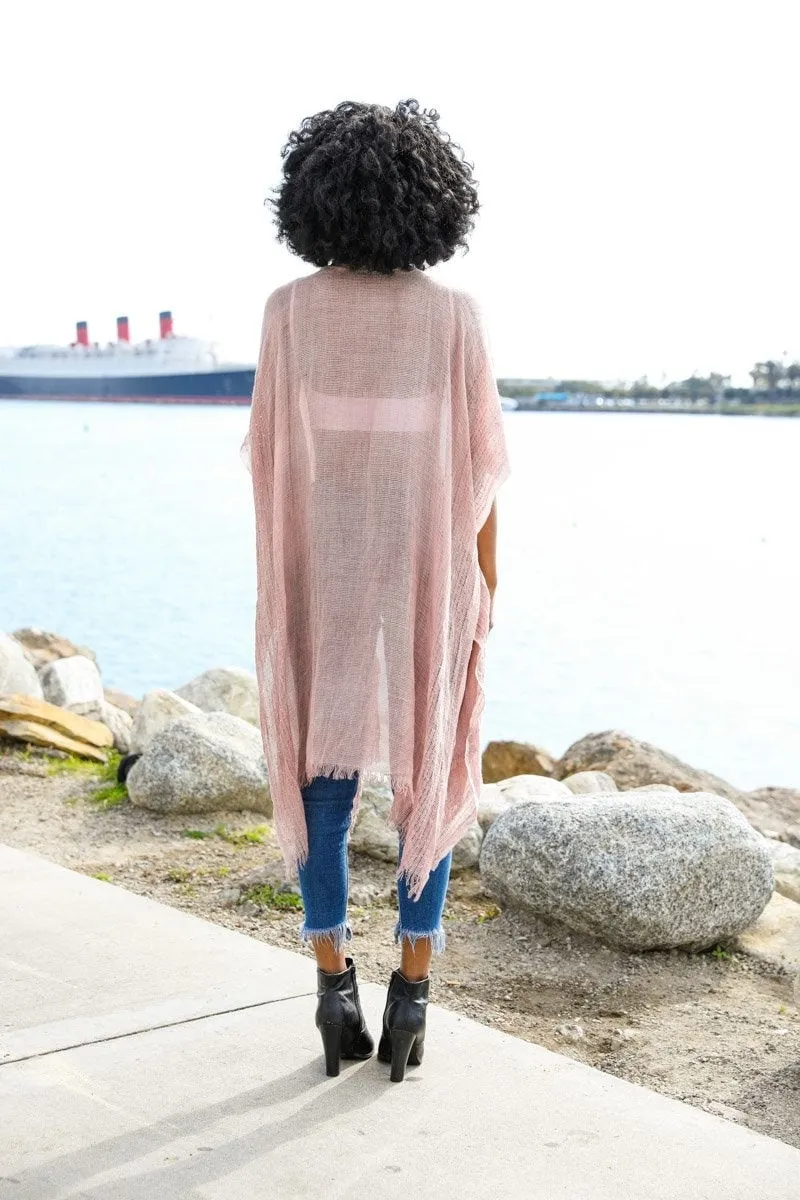 Spring Green Kimono Duster with Sequins