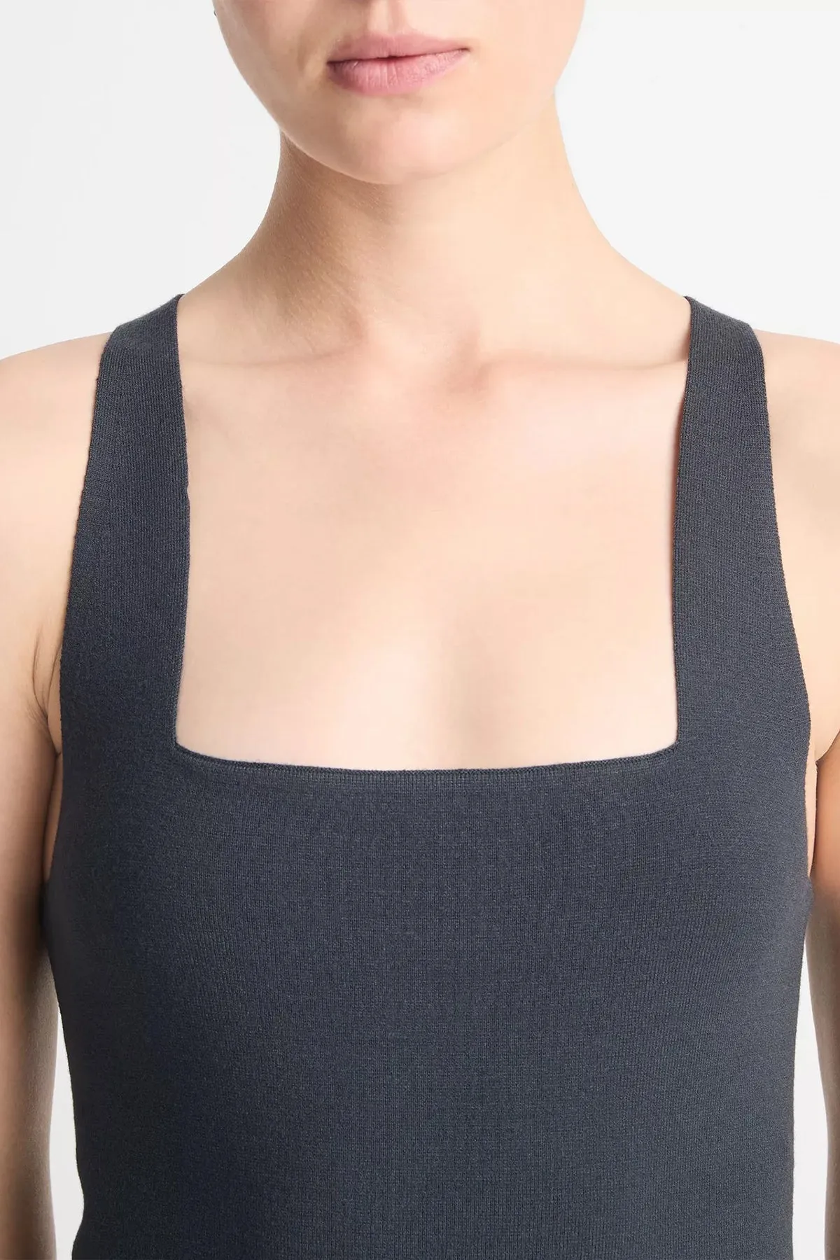 Square-Neck Racerback Tank Top in Graphite