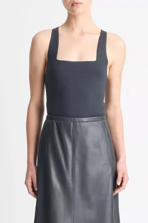 Square-Neck Racerback Tank Top in Graphite