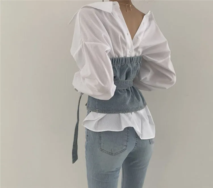 Strapless Denim Tank  Tube Top Tops With Belt