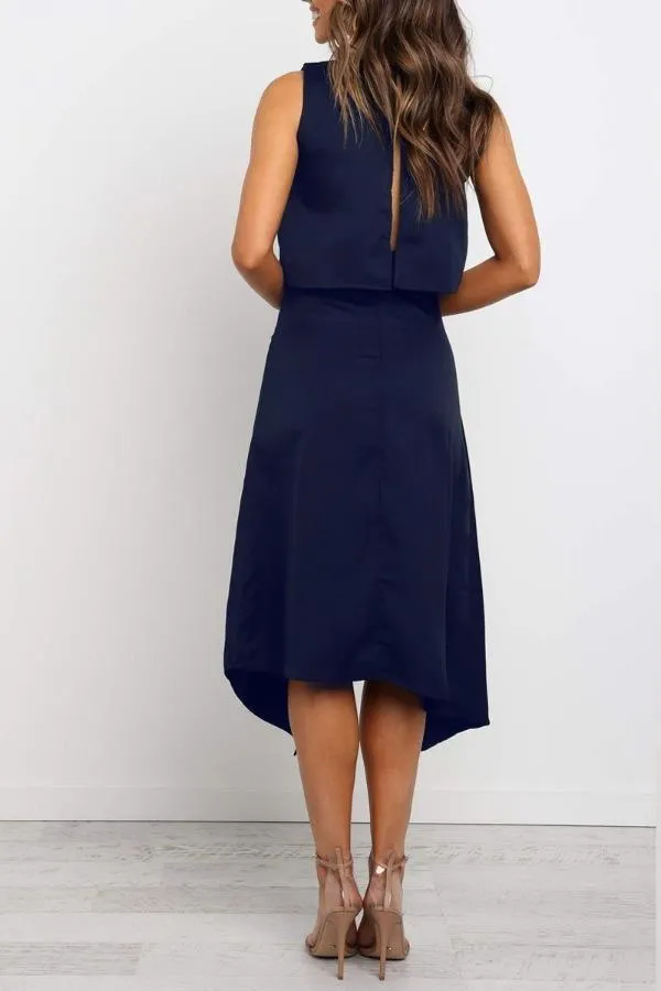 Stunncal Fashion O-Neck Open Two-Piece Dress
