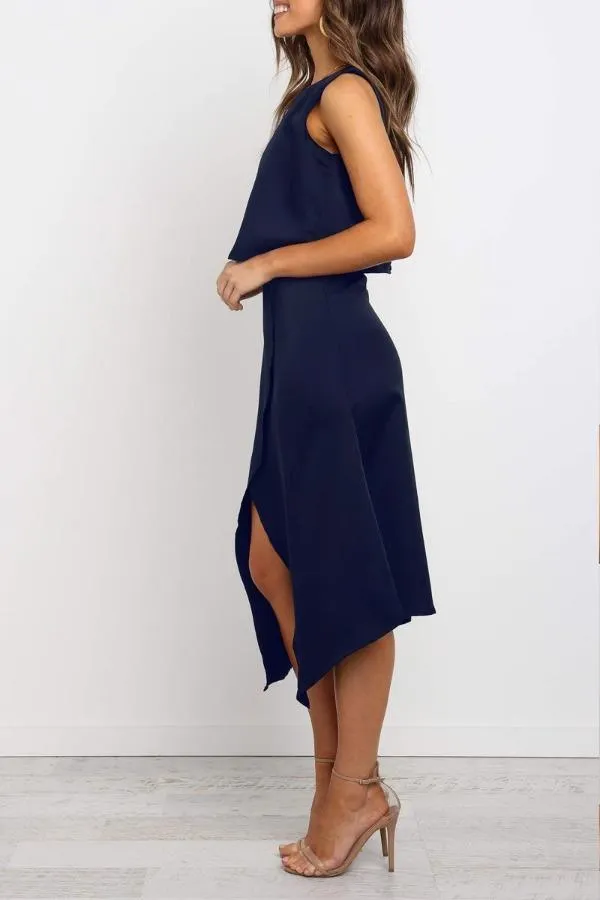 Stunncal Fashion O-Neck Open Two-Piece Dress