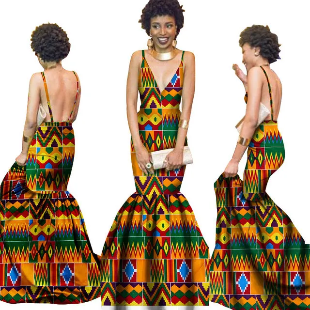 Summer Women  traditional  dresses Brand Custom Clothing Africa Wax Dashiki Slim Cut Sexy Dress