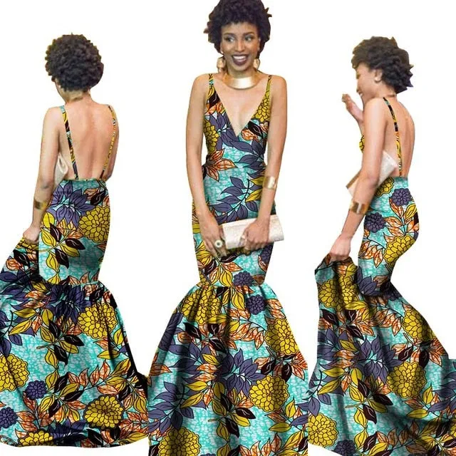 Summer Women  traditional  dresses Brand Custom Clothing Africa Wax Dashiki Slim Cut Sexy Dress
