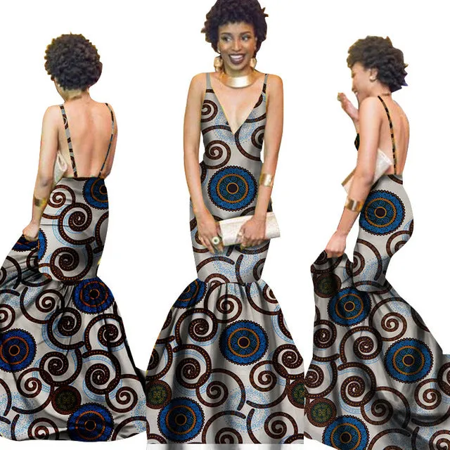 Summer Women  traditional  dresses Brand Custom Clothing Africa Wax Dashiki Slim Cut Sexy Dress