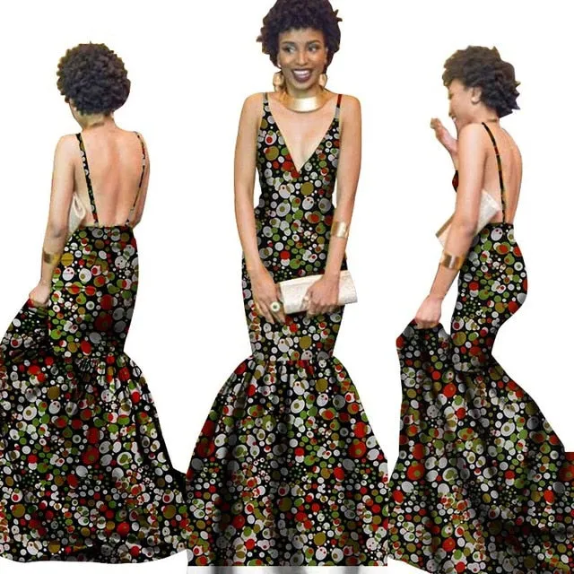 Summer Women  traditional  dresses Brand Custom Clothing Africa Wax Dashiki Slim Cut Sexy Dress