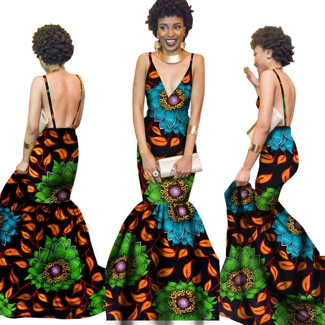 Summer Women  traditional  dresses Brand Custom Clothing Africa Wax Dashiki Slim Cut Sexy Dress