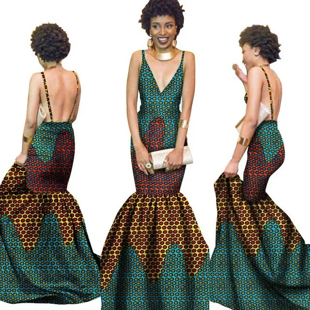 Summer Women  traditional  dresses Brand Custom Clothing Africa Wax Dashiki Slim Cut Sexy Dress