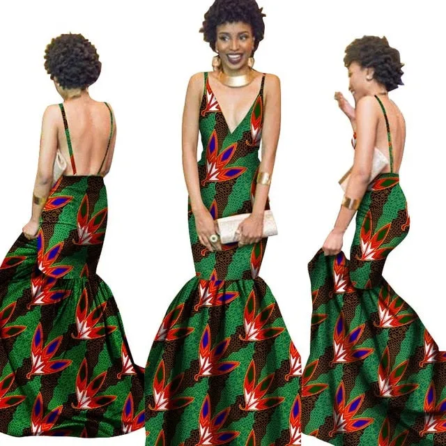 Summer Women  traditional  dresses Brand Custom Clothing Africa Wax Dashiki Slim Cut Sexy Dress